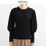 パールボタン付きニットトップス【H】