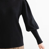 パールボタン付きニットトップス【H】