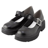 スクエアトゥアンティーク風バックルパンプス