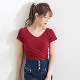 【メール便】前後2WAYクロスリブ半袖トップス