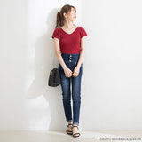 【メール便】前後2WAYクロスリブ半袖トップス