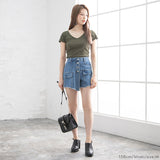 【メール便】前後2WAYクロスリブ半袖トップス