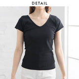 【メール便】前後2WAYクロスリブ半袖トップス