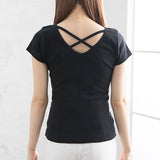 【メール便】前後2WAYクロスリブ半袖トップス