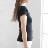 【メール便】前後2WAYクロスリブ半袖トップス