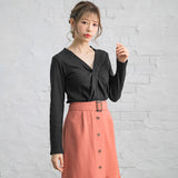 【メール便】フロントカシュクールリブトップス