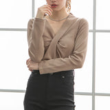 【メール便】フロントカシュクールリブトップス