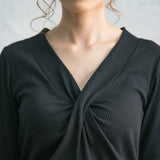 【メール便】フロントカシュクールリブトップス