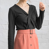 【メール便】フロントカシュクールリブトップス