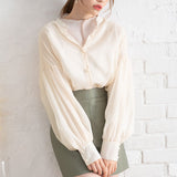 ボリュームスリーブシアーシャツ