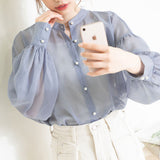 ボリュームスリーブシアーシャツ