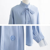 チュールレイヤードスリーブブラウス