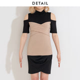 バストクロス肩開きトップス