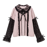 【メール便】レイヤードデザインレースブラウス