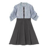 レースブラウスドッキングワンピース