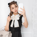 【メール便】パイピング丸襟ブラウス