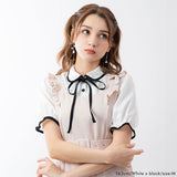 【メール便】パイピング丸襟ブラウス