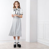 【メール便】パイピング丸襟ブラウス