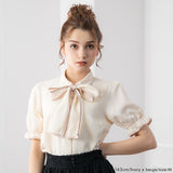 【メール便】パイピング丸襟ブラウス