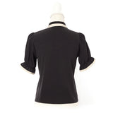 【メール便】パイピング丸襟ブラウス