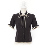 【メール便】パイピング丸襟ブラウス