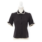 【メール便】パイピング丸襟ブラウス