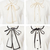 【メール便】パイピング丸襟ブラウス