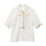【メール便】パイピング丸襟ブラウス