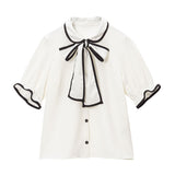 【メール便】パイピング丸襟ブラウス