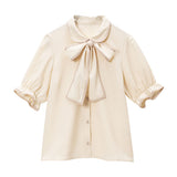 【メール便】パイピング丸襟ブラウス