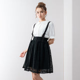 サスペンダーレースフレアスカート