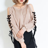 セクシーレースアップゆるトップス