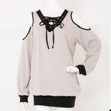 バイカラーレースアップゆるピタワンピース