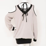 バイカラーレースアップゆるピタワンピース