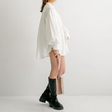 【メール便】バンドカラー刺繍ブラウス