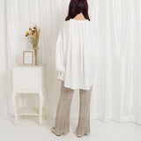 【メール便】バンドカラー刺繍ブラウス