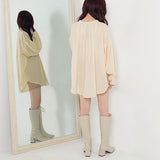 【メール便】バンドカラー刺繍ブラウス