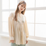 【メール便】バンドカラー刺繍ブラウス