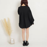 【メール便】バンドカラー刺繍ブラウス