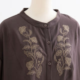 【メール便】バンドカラー刺繍ブラウス