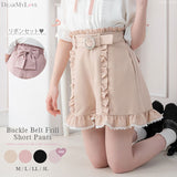 バックルベルトフリルレースショートパンツ