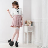 バックルベルトフリルレースショートパンツ