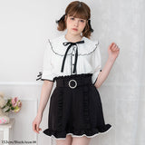 バックルベルトフリルレースショートパンツ