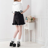 バックルベルトフリルレースショートパンツ