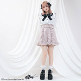 バックルベルトフリルレースショートパンツ