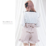 バックルベルトフリルレースショートパンツ