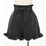バックルベルトフリルレースショートパンツ