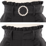 バックルベルトフリルレースショートパンツ