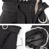 バックルベルトフリルレースショートパンツ