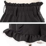 バックルベルトフリルレースショートパンツ